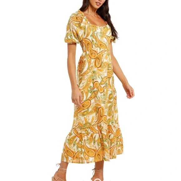 FAITHFULL Roomie Midi Dress - Juniper Paisley Print S - Picture 2 of 7